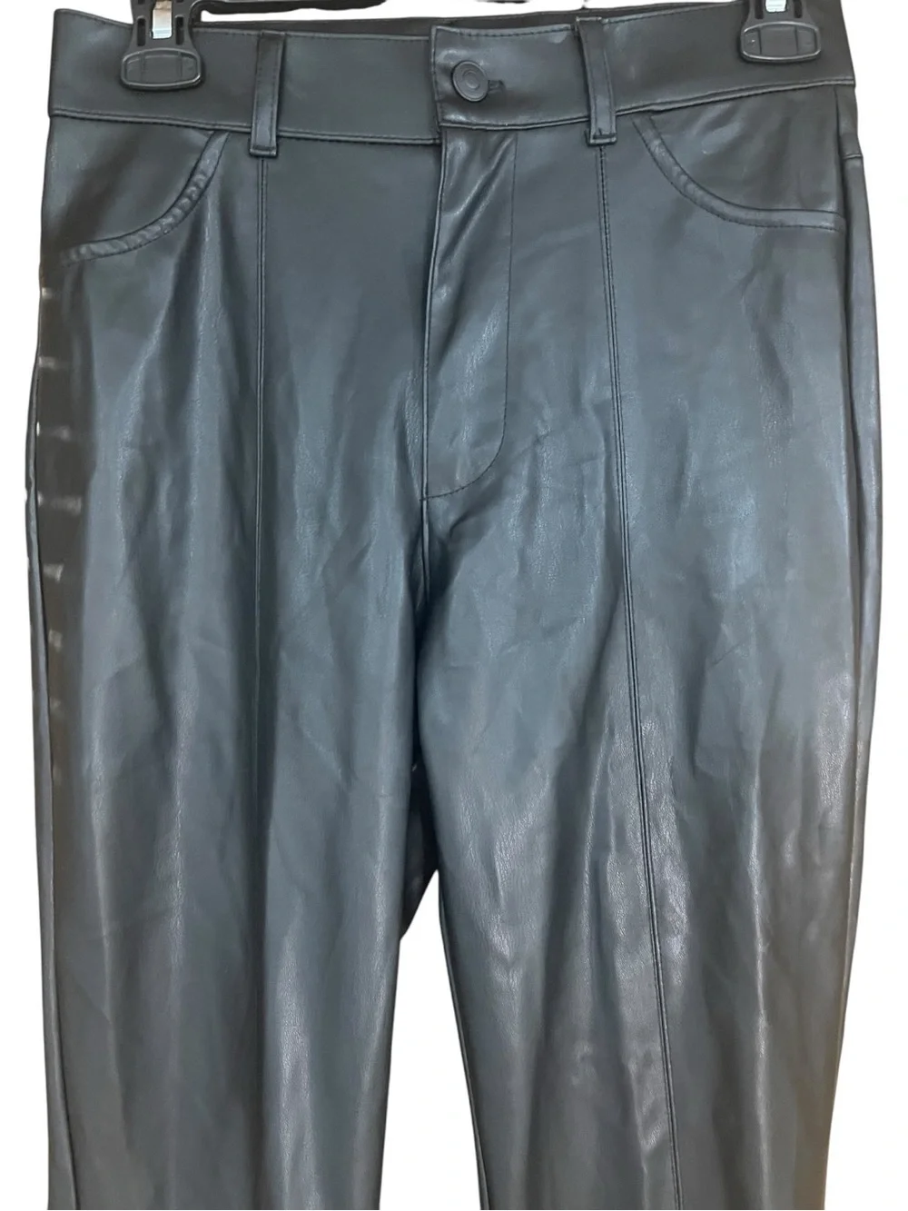 Zara Faux Leather Flared Trousers Pants Black